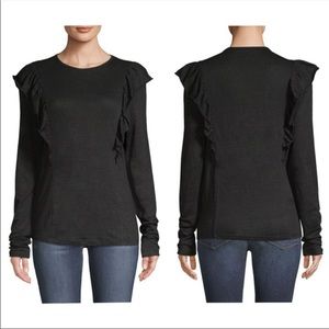 NWT FRAME Ruffled Linen Tee Noir